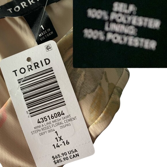TORRID Mini A-Line Floral Mesh Pull-On Skirt NWT Size 1X - Picture 8 of 8